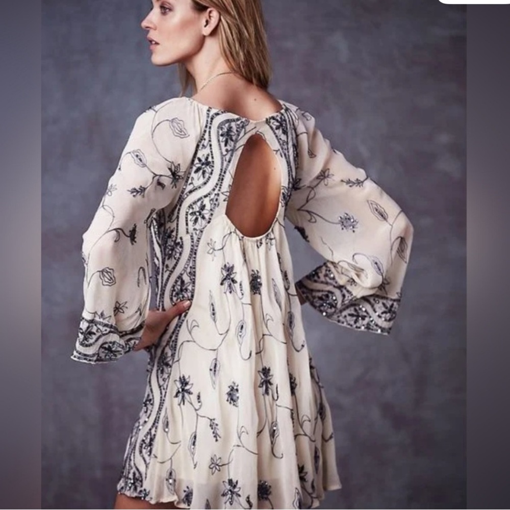 Free People My Beloved Georgette Sequined Mini Dress - Picture 2 of 10